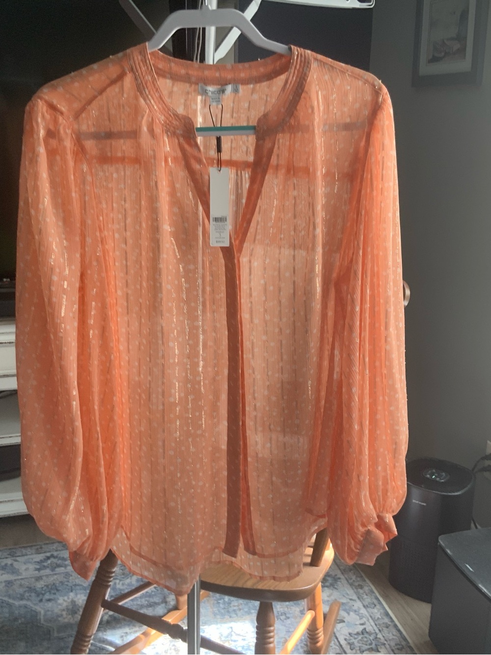 Chico’s Lightweight Sheer Orange Blouse